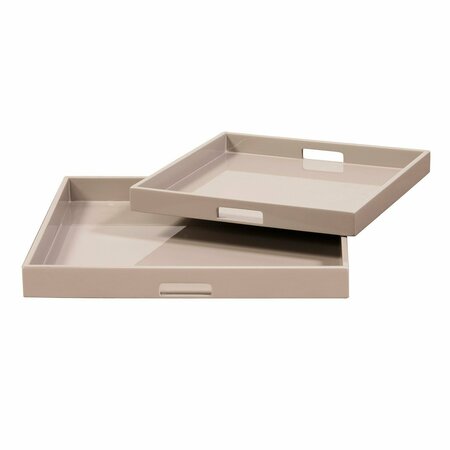 HOWARD ELLIOTT Taupe Lacquer square Wood Tray set 83025